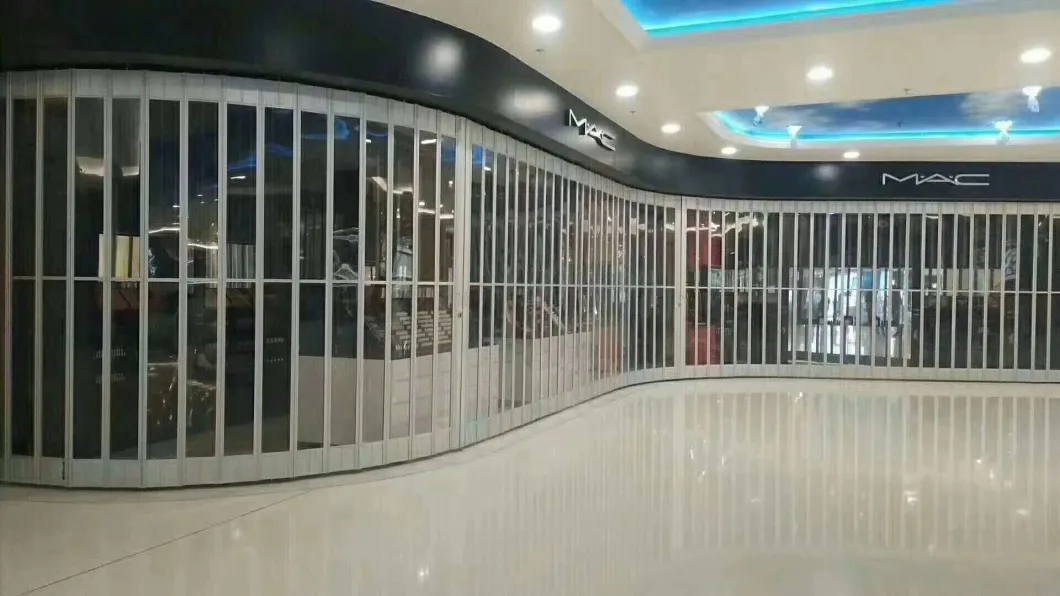 Οριζόντιο νέο PC πολυανθράκων κρυστάλλου ύφους διαφανές σαφές που διπλώνει την πόρτα για τις λεωφόρους αγορών ή άλλη εμπορική εφαρμογή